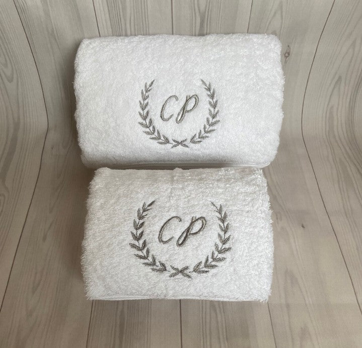 Personalised Embroidered Monogram Luxury Soft Touch Egyptian Cotton Towels image 1