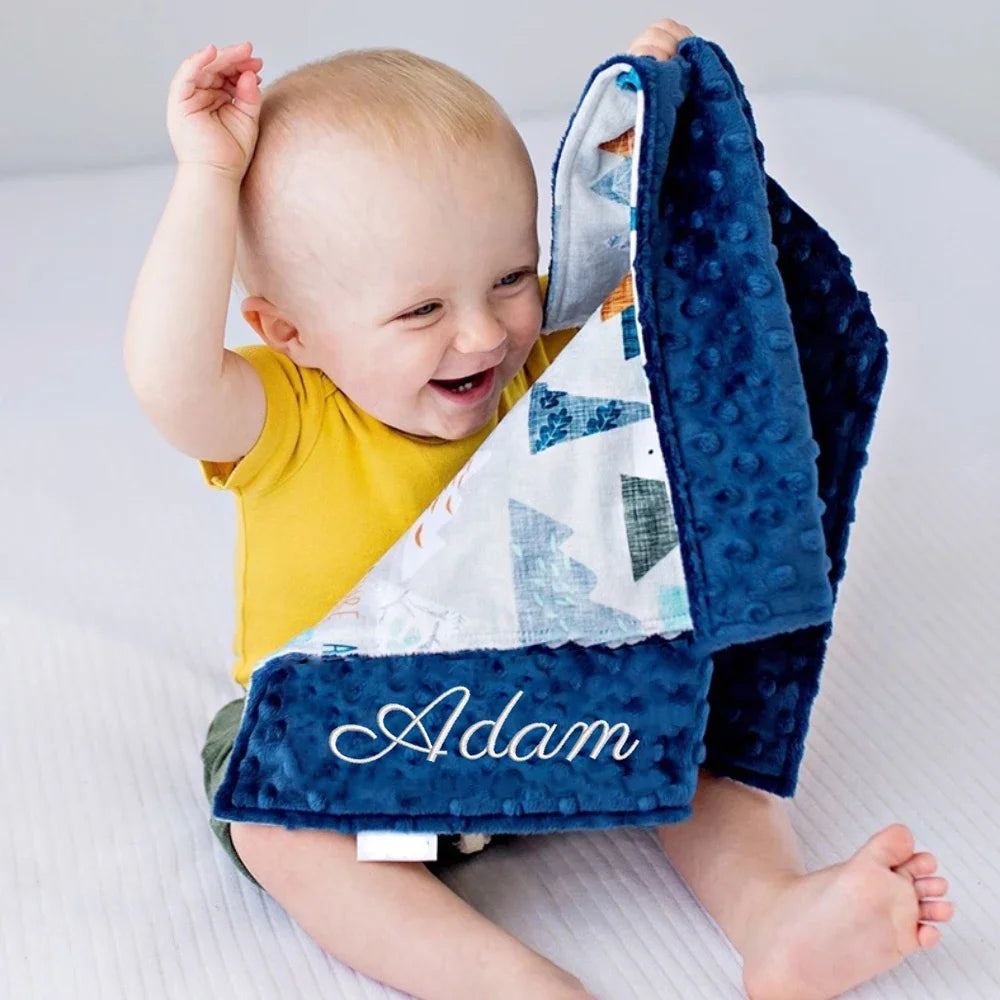 Name Personalised Custom Fleece Baby Blanket Mini Baby Blanket Baby Gift Idea image 0