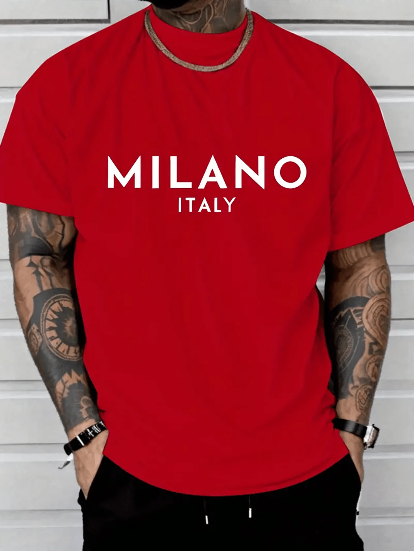 (220 Pure Cotton T-Shirt) Men's Summer Round Neck Short Sleeved Casual Pure Cott image 4