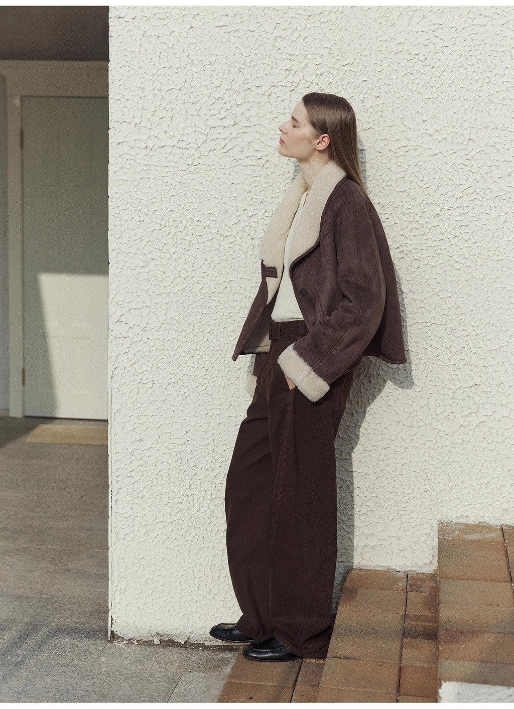 "Pure Era" Imported High-Quality Lamb Contrast Color short wool coat image 12