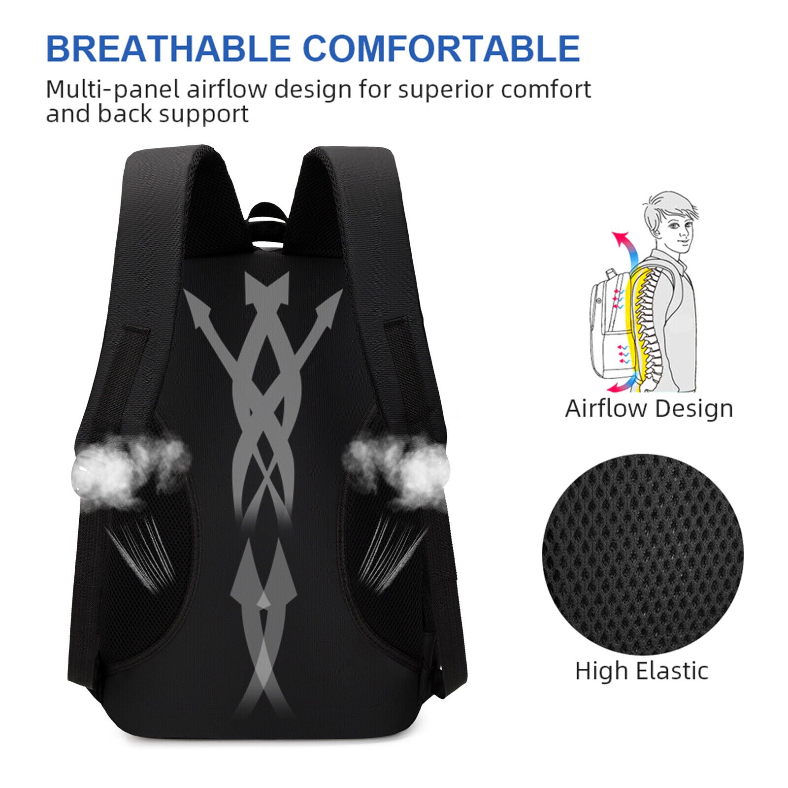 BAIGIO Men Women Laptop Backpack Waterproof 40L Large Rucksack Travel School Bag image 4