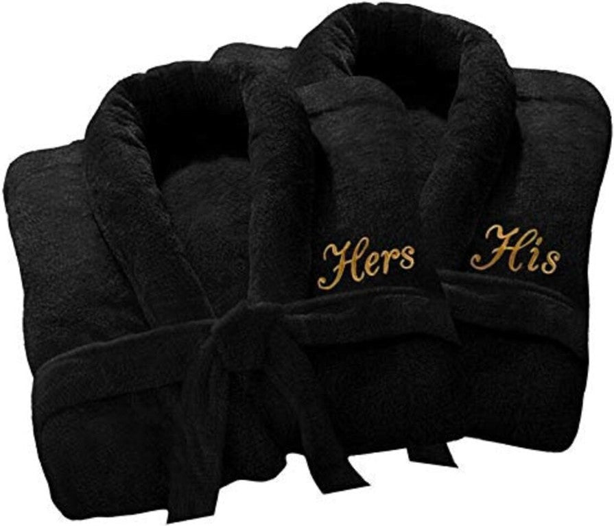 Personalised Luxury Bath Robe His Hers/Mr Mrs 100% Cotton Towel Bathrobes image 2