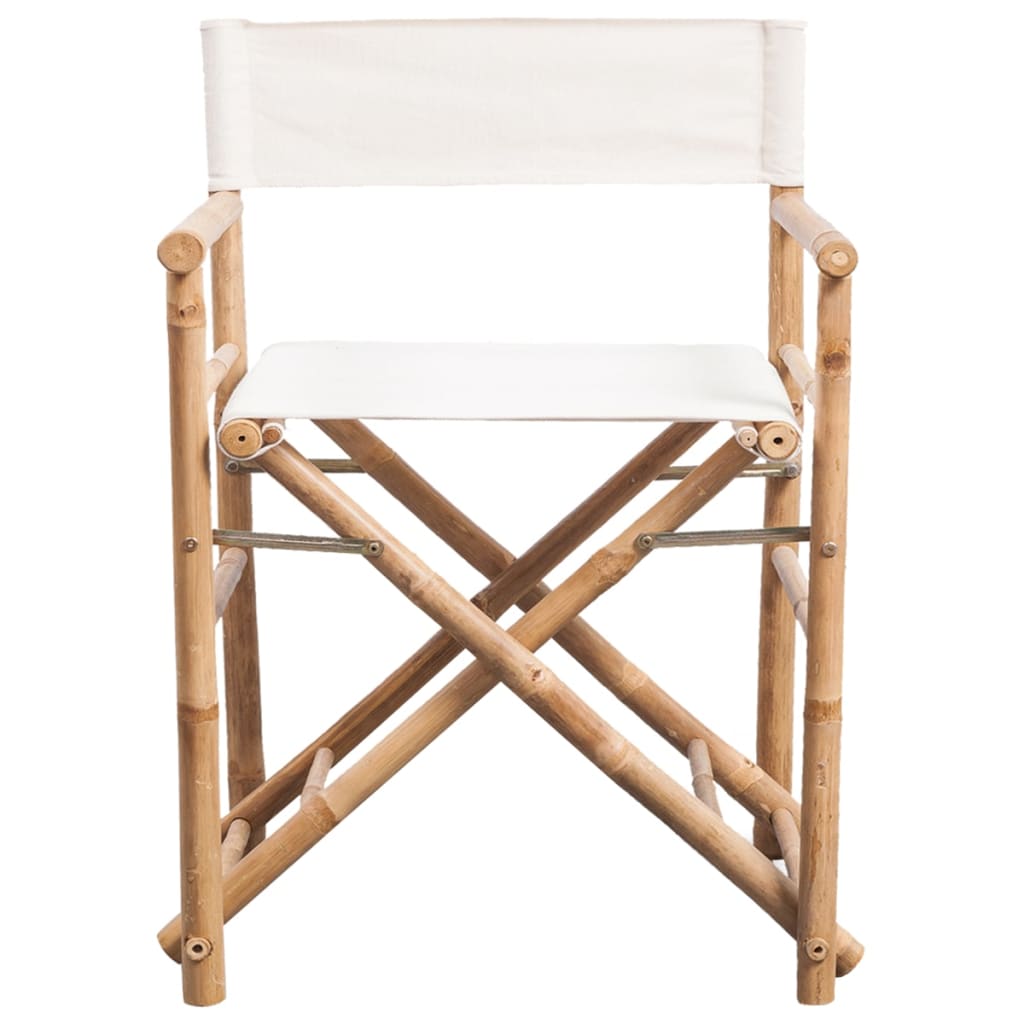 NNEVL Folding Director's Chair 2 pcs Bamboo and Canvas