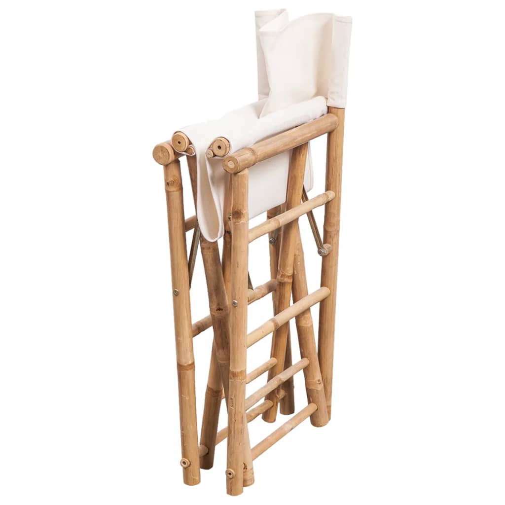 NNEVL Folding Director's Chair 2 pcs Bamboo and Canvas