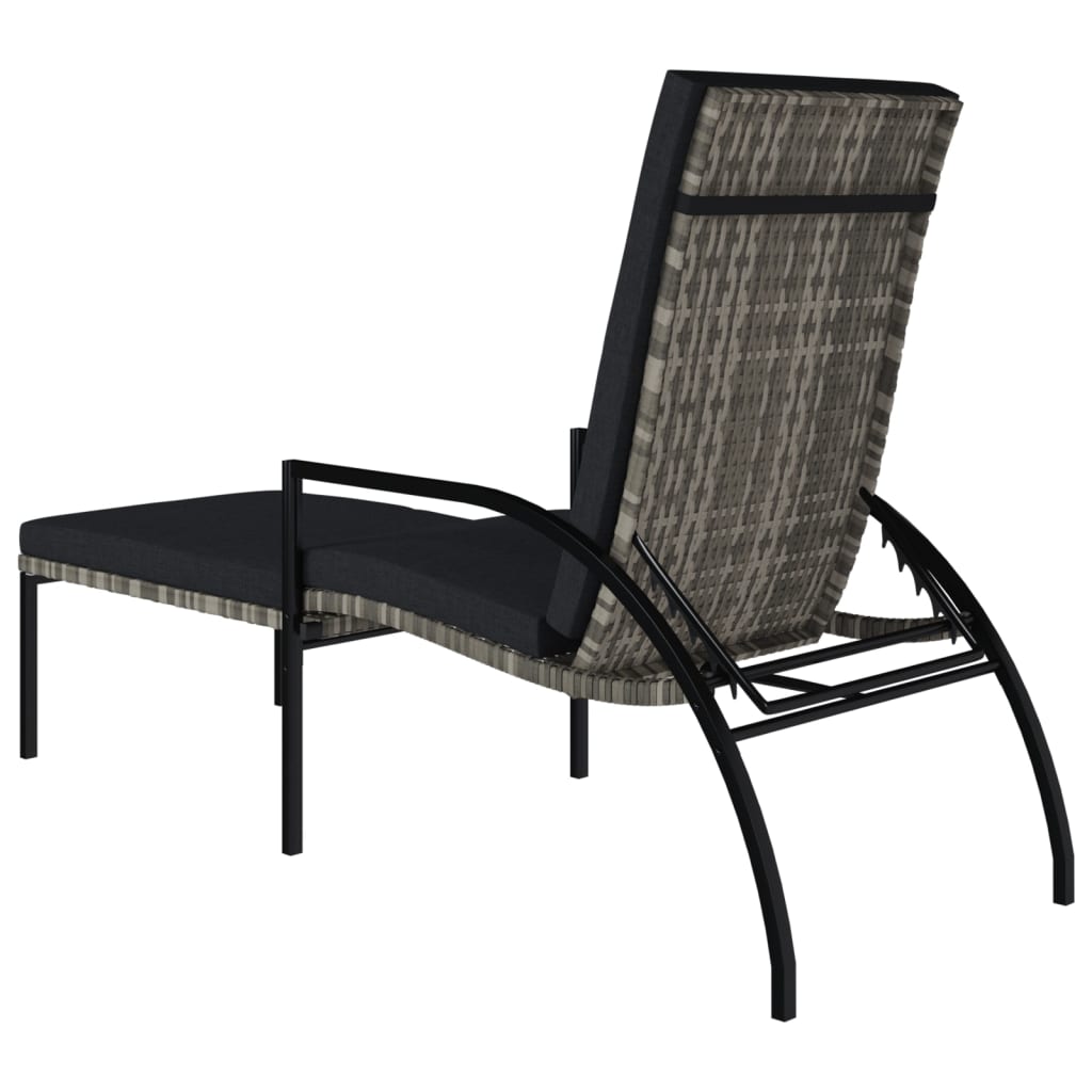 NNEVL Sun Loungers 2 pcs with Footrest PE Rattan Grey