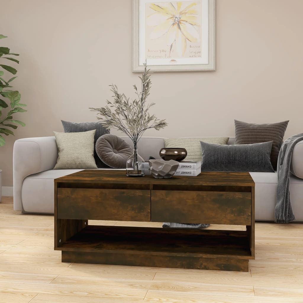 NNEVL Coffee Table Smoked Oak 102.5x55x44 cm Chipboard