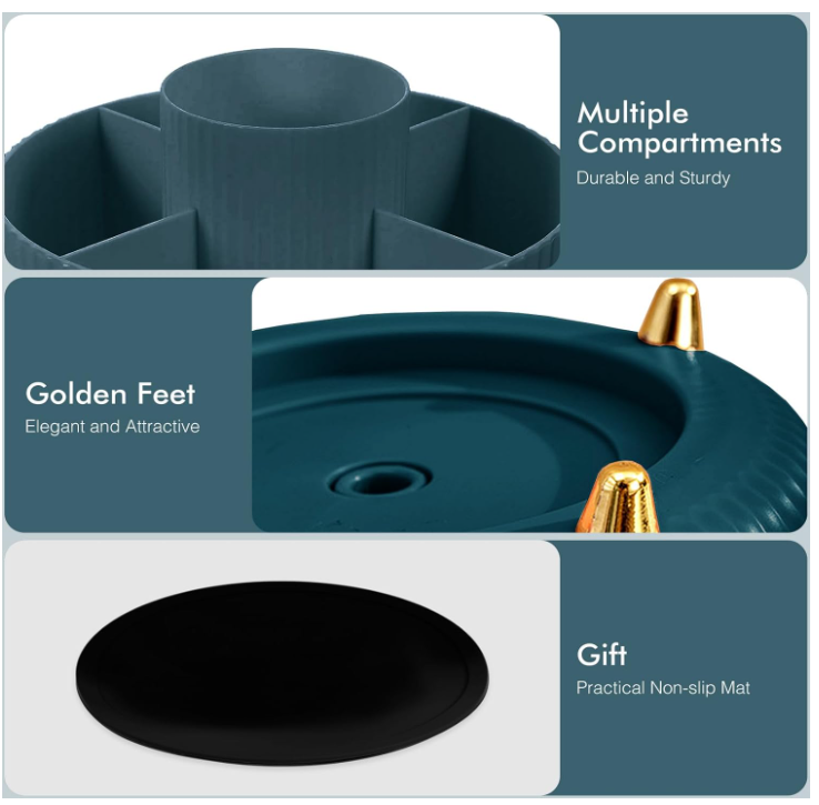 Top-spring 360° Rotating Makeup Organiser, Spinning Makeup Brush Holder image 1