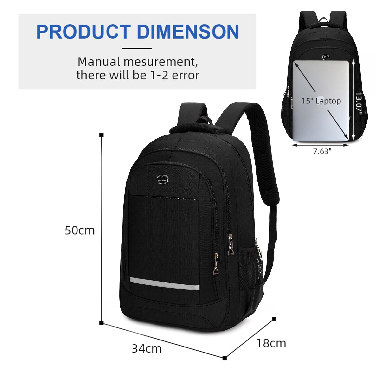 BAIGIO Men Women Laptop Backpack Waterproof 40L Large Rucksack Travel School Bag image 1