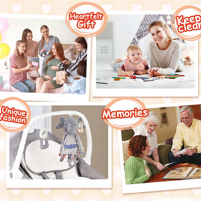 Personalised Baby Elephant Security Blanket With Silicone Teether Organic cotton image 4