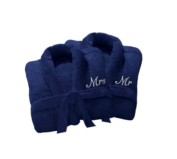 Personalised Luxury Bath Robe His Hers/Mr Mrs 100% Cotton Towel Bathrobes image 4