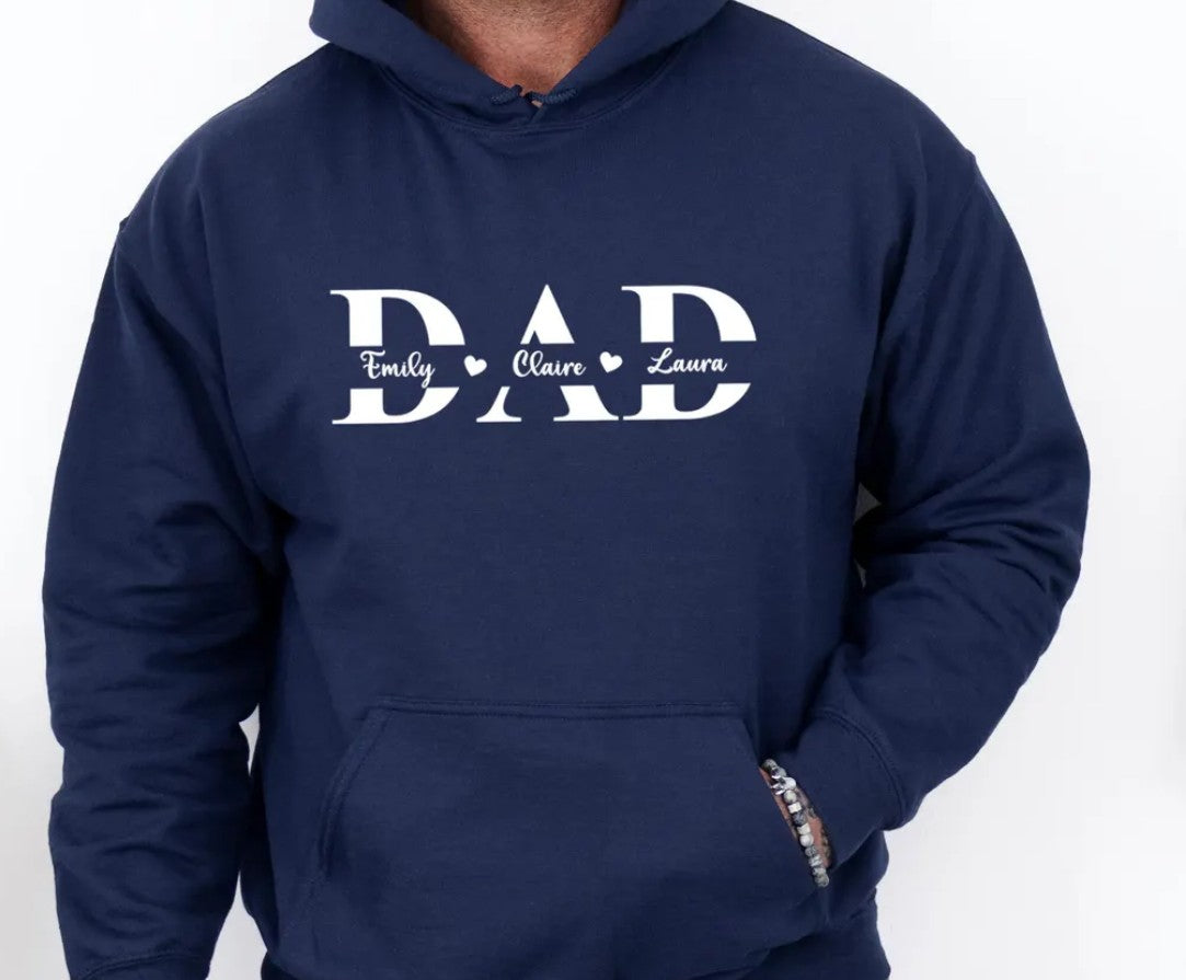 Custom Dad Hoodie, New Dad Hoodie, Fathers Day Gift, Kids Name Dad Hoodies image 0