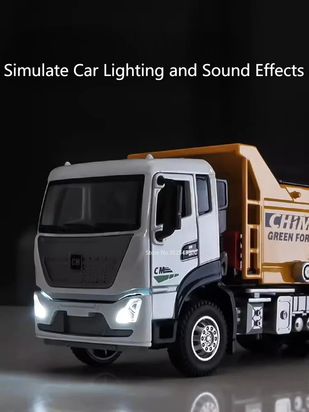 1/32 Muck Transport Truck Model Car Toy Alloy Body Rubber Tire Sound Light Pull  image 2