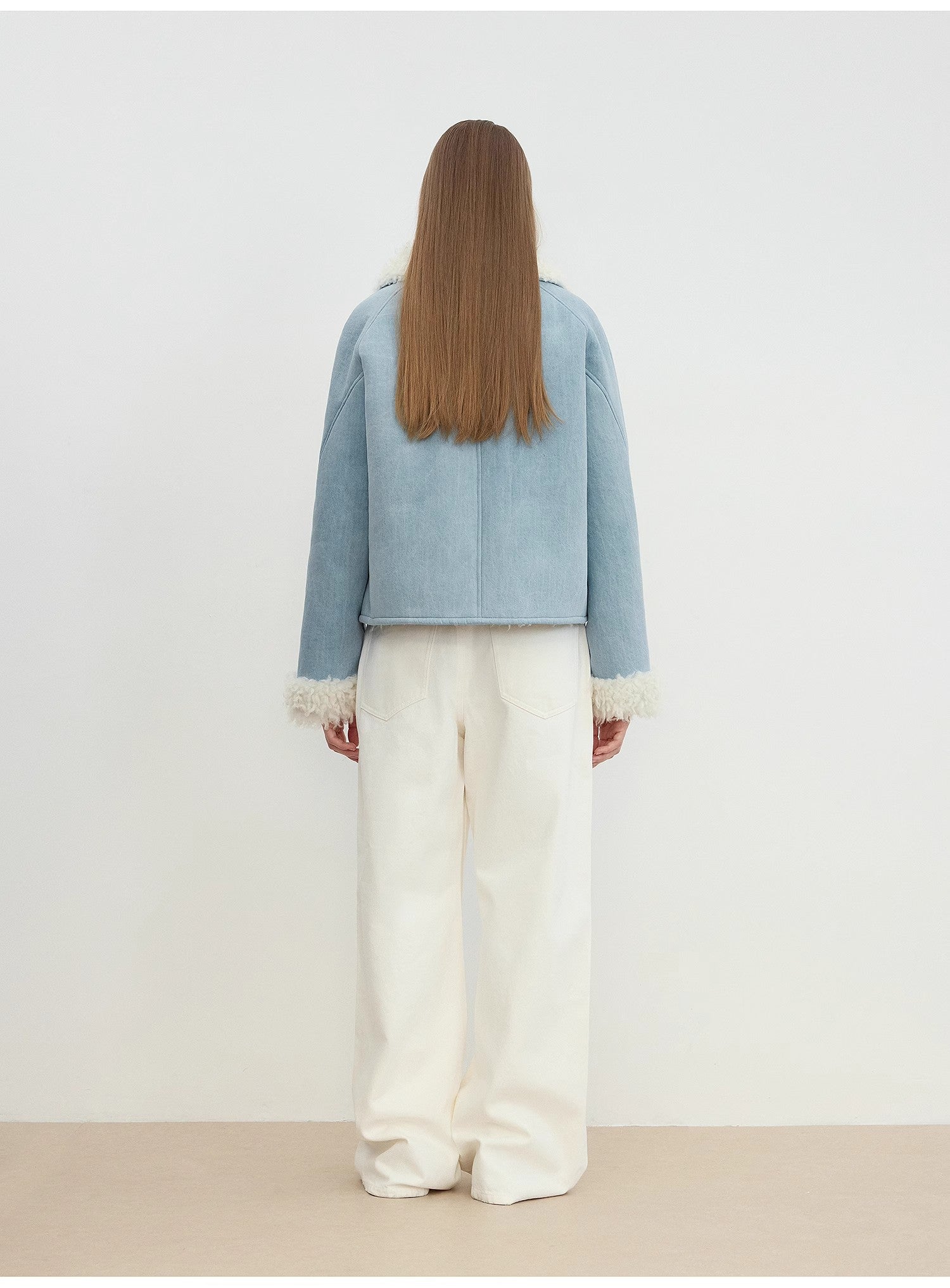 "Pure Era" Imported High-Quality Lamb Contrast Color short wool coat image 10